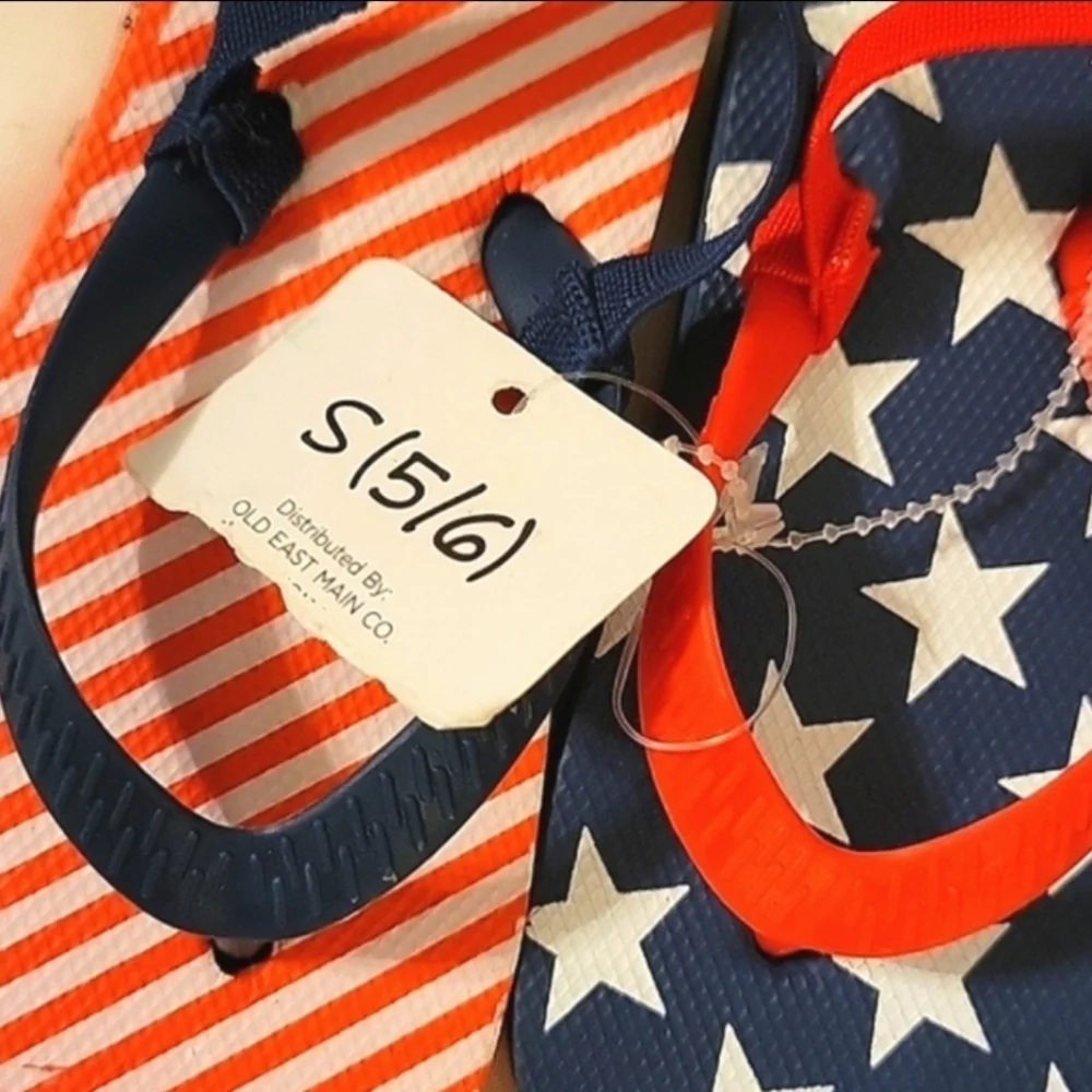 NEW Kid's Unisex 4th of July Stars & Stripes Flip Flops with Rear Elastic Strap
